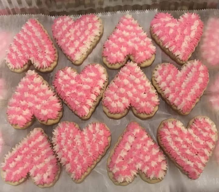 Pink decorated heart cookies