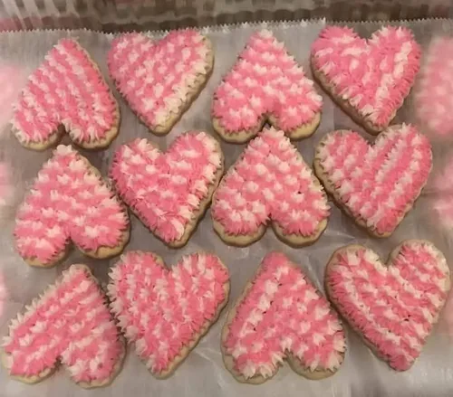 Pink decorated heart cookies